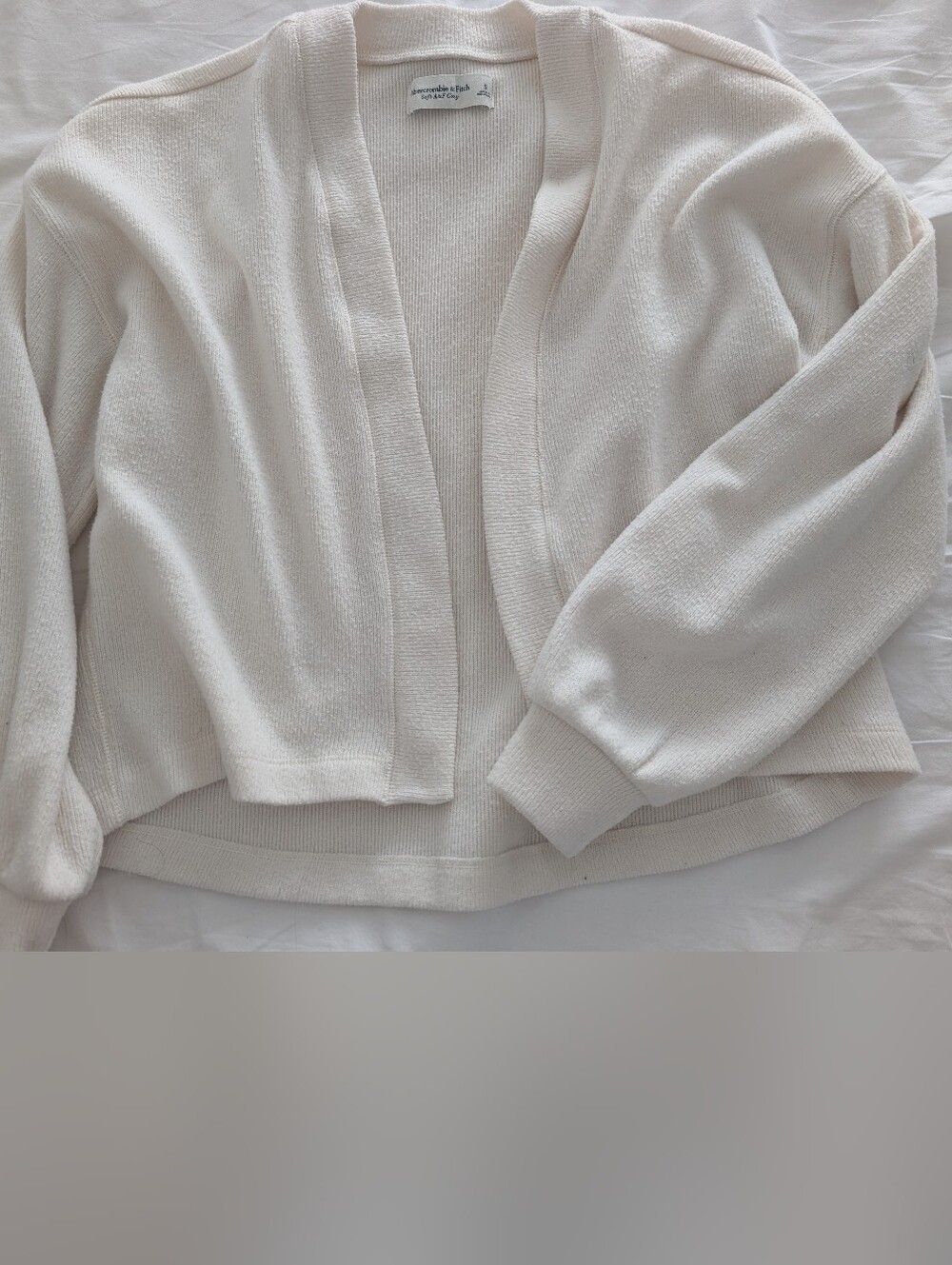 Abercrombie & Fitch Cream Open-Front Cardigan